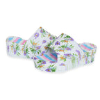 Womens Trendy Thick Soled Wedge Platform Floral Sliders (Size 5) - Purple Floral_8625265