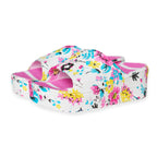 Womens Trendy Thick Soled Wedge Platform Floral Sliders (Size 6) - Pink Floral_8625272
