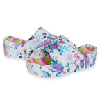 Womens Trendy Thick Soled Wedge Platform Floral Sliders (Size 6) - Purple_8625290