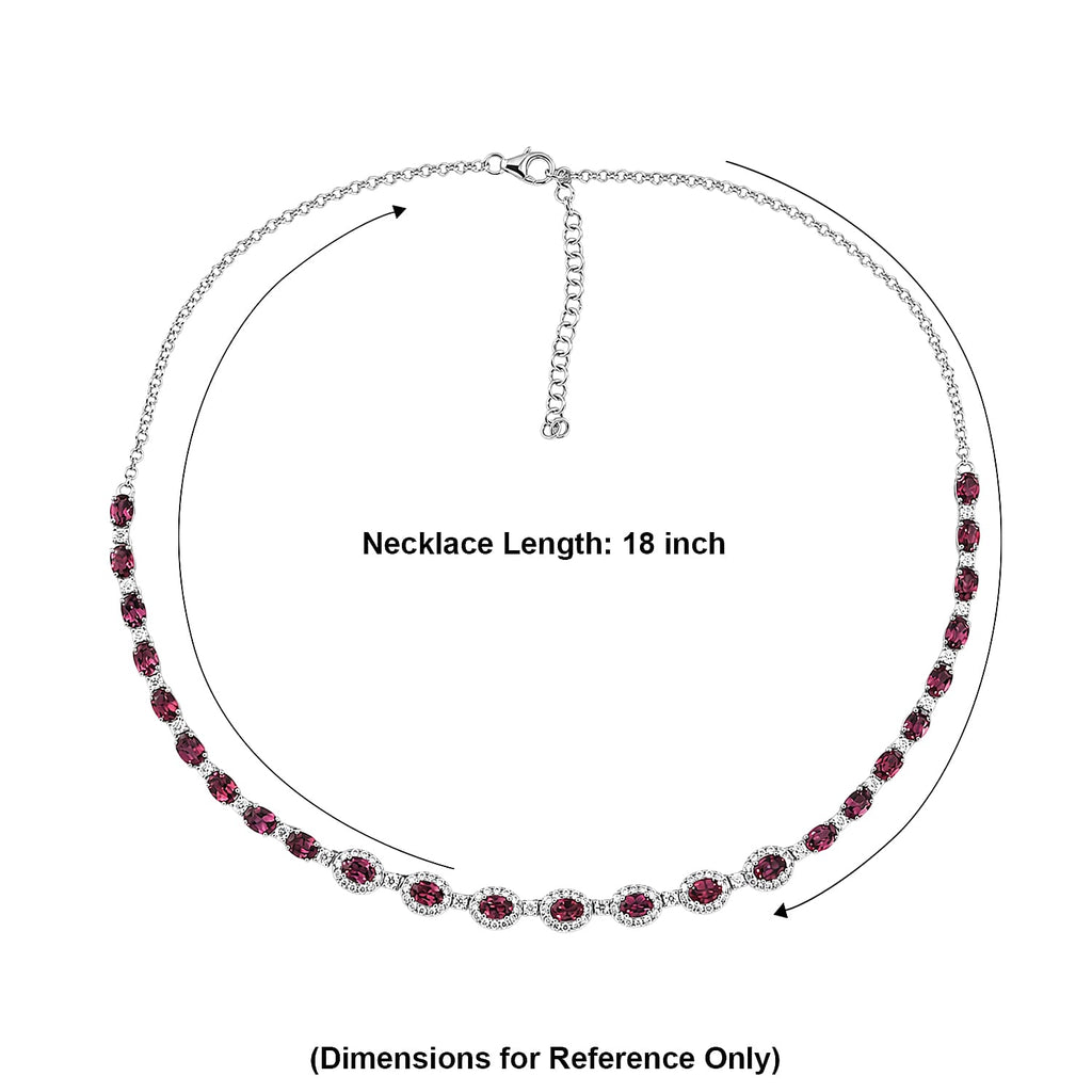 D'Joy Colour Change Garnet, Moissanite Cluster Necklace (Size - 18) in Rhodium OverlaySterling Silver, Silver Wt.12.19 Gms  17.880  Ct._8625377_4