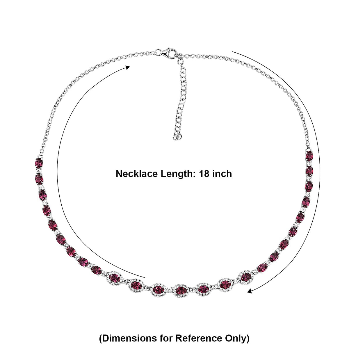 Certified and Appraised D'Joy Colour Change Garnet, Moissanite Cluster Necklace (Size - 18) in Rhodium Overlay Sterling Silver, Silver Wt.12.19 Gms 17.880 Ct. 8625377 4