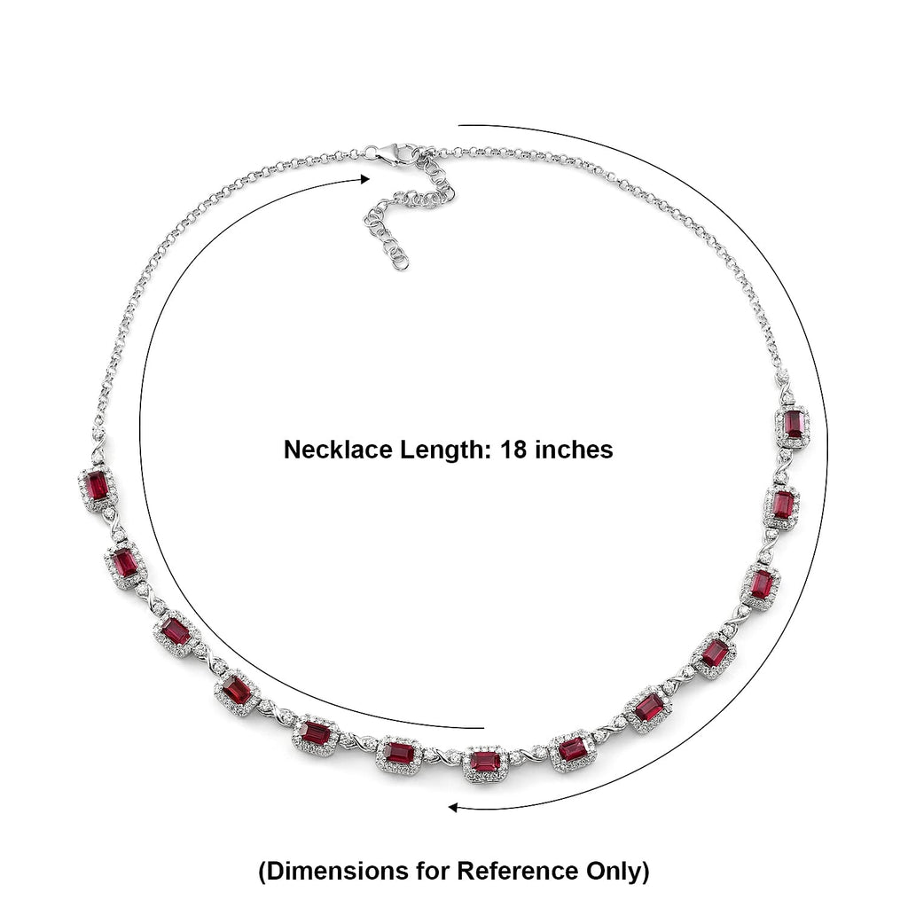 D'Joy Colour Change Garnet, Moissanite Cluster Necklace (Size - 18) in Rhodium OverlaySterling Silver, Silver Wt.16 Gms  13.500  Ct._8625378_4