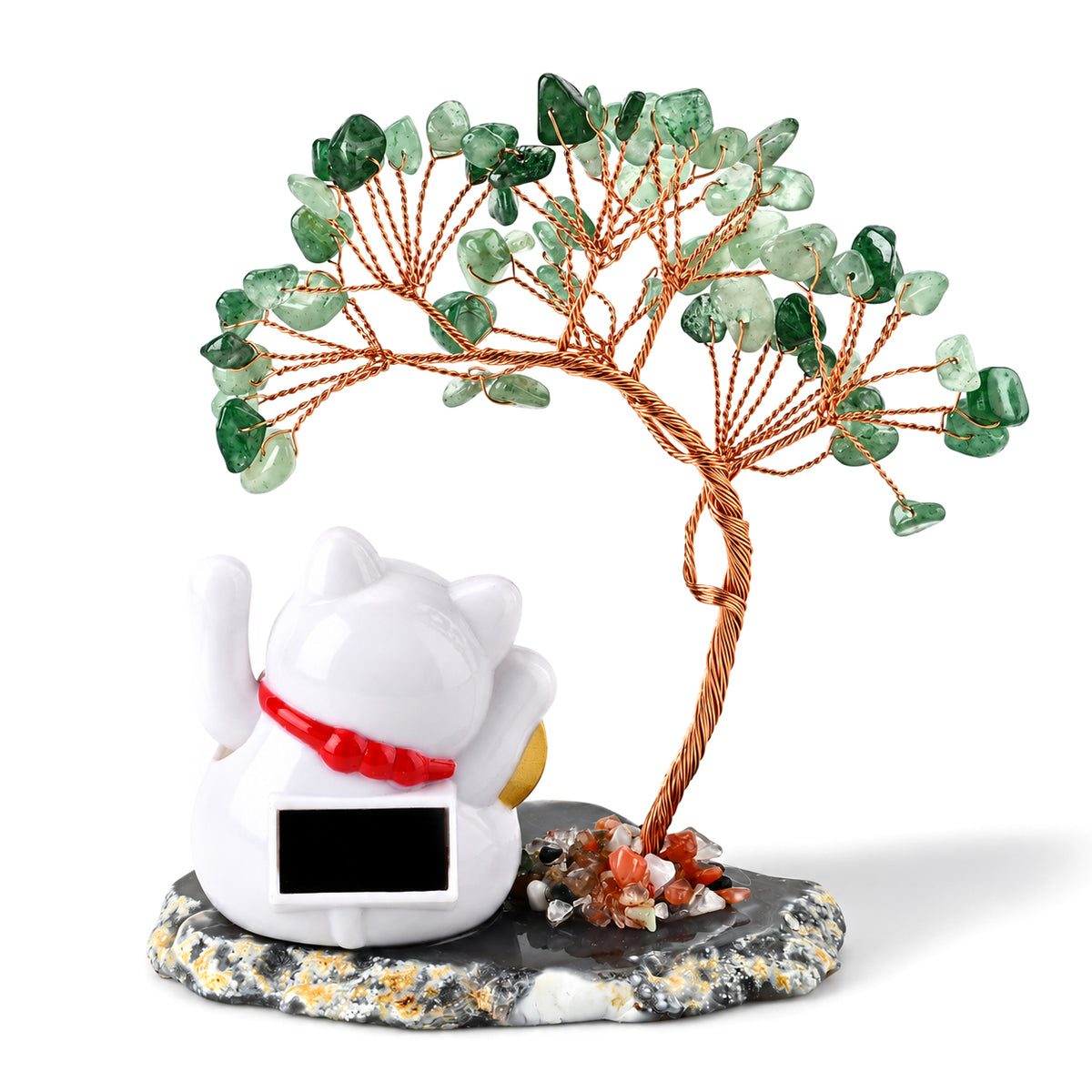 Green Aventurine Gemstone Bonsai Tree with Maneki-Neko Lucky Cat 100.00 Ct. 8625532 5