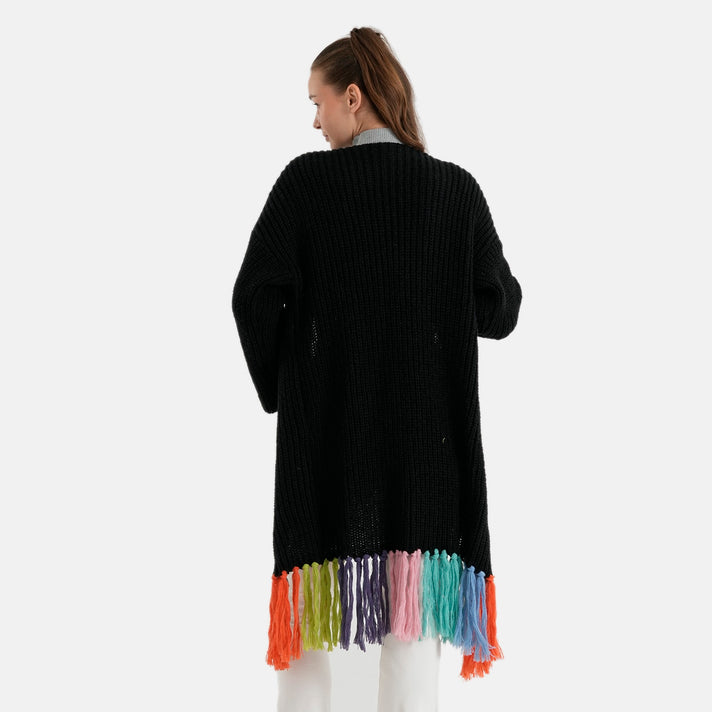 La Marey Women's Coastal Tassel Hem Longline Cardigan (Fits up to UK 22) - Black &amp; Multi 8625545 2