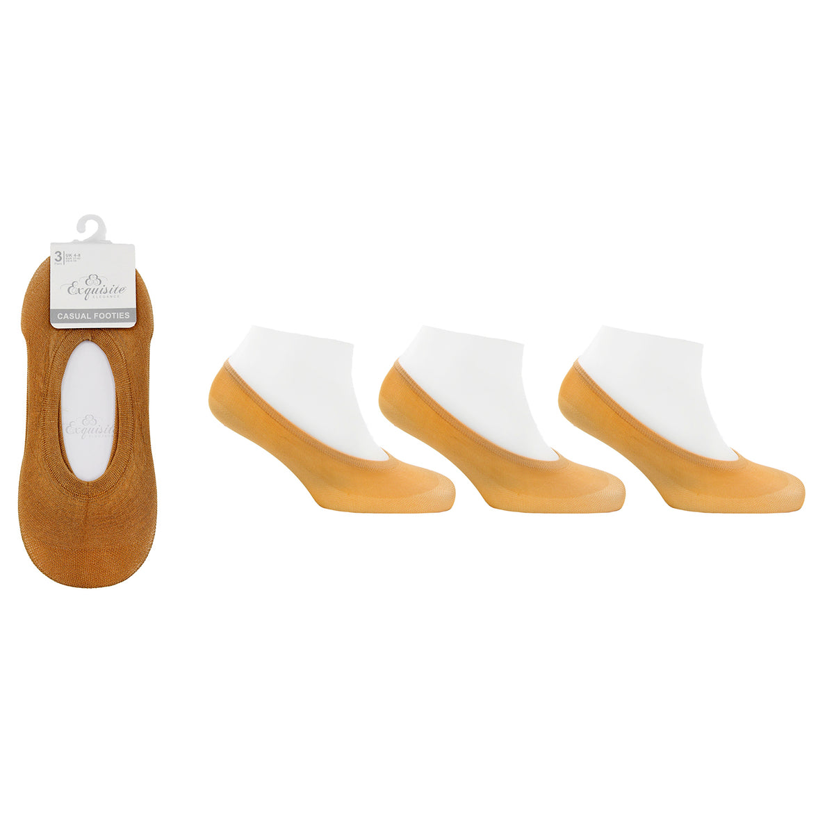 3 Pairs - Exquisite Elegance Casual Footies (Size 4-8) - Nude V32512560 0