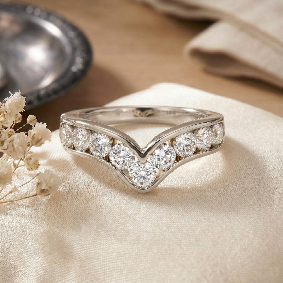 Luxuriant - SGL Certified Lab Grown Diamond (SI/G-H) Wishbone Ring in Rhodium Overlay Sterling Silver 1.50 Ct. 8625738 3