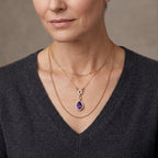 D'Joy - Natural Moroccan Amethyst & White Zircon Halo Necklace (Size - 20) in Yellow Gold Plated Sterling Silver 1.36 Ct._8625753_2