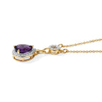 D'Joy - Natural Moroccan Amethyst & White Zircon Halo Necklace (Size - 20) in Yellow Gold Plated Sterling Silver 1.36 Ct._8625753_3