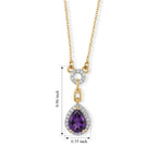 D'Joy - Natural Moroccan Amethyst & White Zircon Halo Necklace (Size - 20) in Yellow Gold Plated Sterling Silver 1.36 Ct._8625753_4