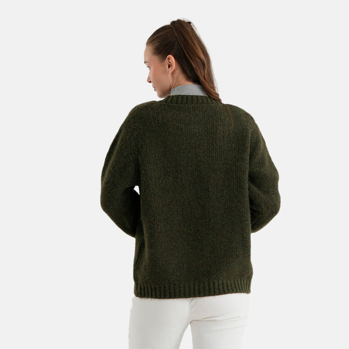 La Marey Heritage Cable Knit Button Front Cardigan (One Size Fits Up To 20) - Olive 8625762 2