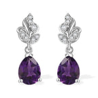 D'Joy - Natural Moroccan Amethyst & White Zircon Dangling Earring with Push Post in Platinum Overlay Sterling Silver 2.20 Ct._8625804