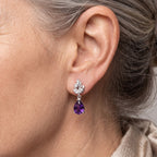D'Joy - Natural Moroccan Amethyst & White Zircon Dangling Earring with Push Post in Platinum Overlay Sterling Silver 2.20 Ct._8625804_1