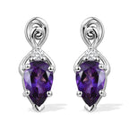 D'Joy - Natural Moroccan Amethyst & White Zircon Drop Earring with Push Post in Platinum Overlay Sterling Silver 1.70 Ct._8625807