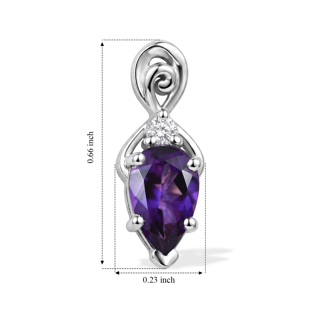 D'Joy - Natural Moroccan Amethyst &amp; White Zircon Drop Earring with Push Post in Platinum Overlay Sterling Silver 1.70 Ct. V32514579 5