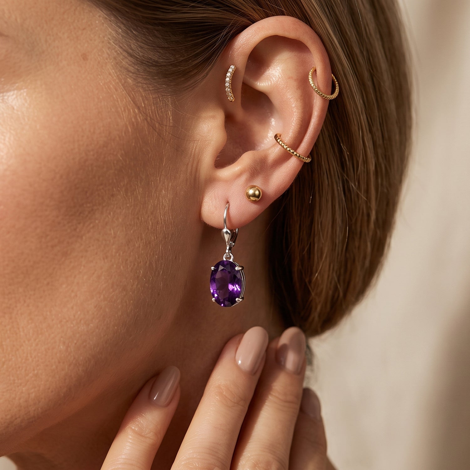 D'Joy - Natural Moroccan Amethyst Solitaire Lever Back Earring in Platinum Overlay Sterling Silver 3.30 Ct. 8625808 3