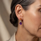 D'Joy - Natural Moroccan Amethyst, Citrine & White Zircon Dangling Earring with Push Post in Yellow Gold Plated Sterling Silver 3.54 Ct._8625855_1