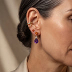 D'Joy - Natural Moroccan Amethyst, Citrine & White Zircon Dangling Earring with Push Post in Yellow Gold Plated Sterling Silver 3.54 Ct._8625855_2