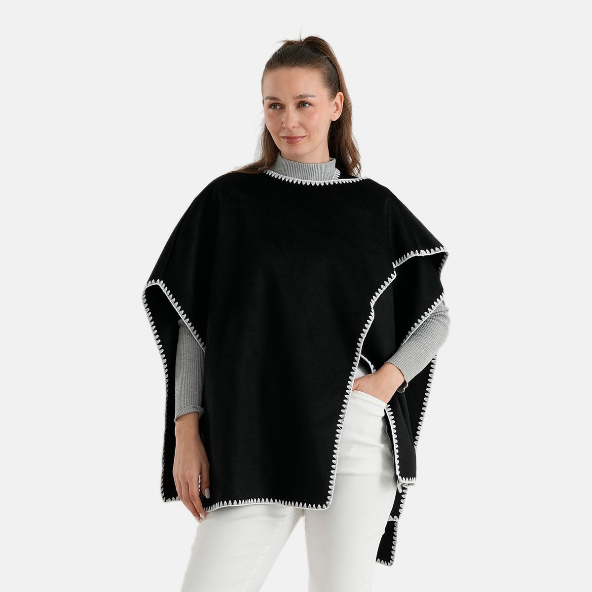La Marey Womens Contour Luxe Knitted Poncho Cape (One Size, 8-20) - Black 8625990 0