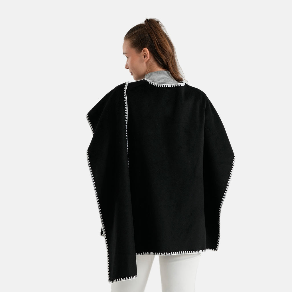 La Marey Womens Contour Luxe Knitted Poncho Cape (One Size, 8-20) - Black_8625990_1