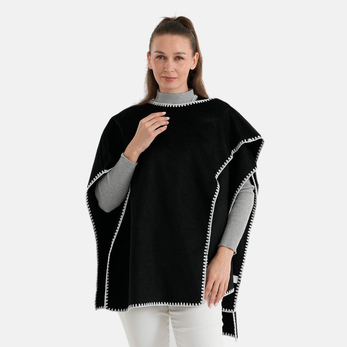 La Marey Womens Contour Luxe Knitted Poncho Cape (One Size, 8-20) - Black 8625990 3