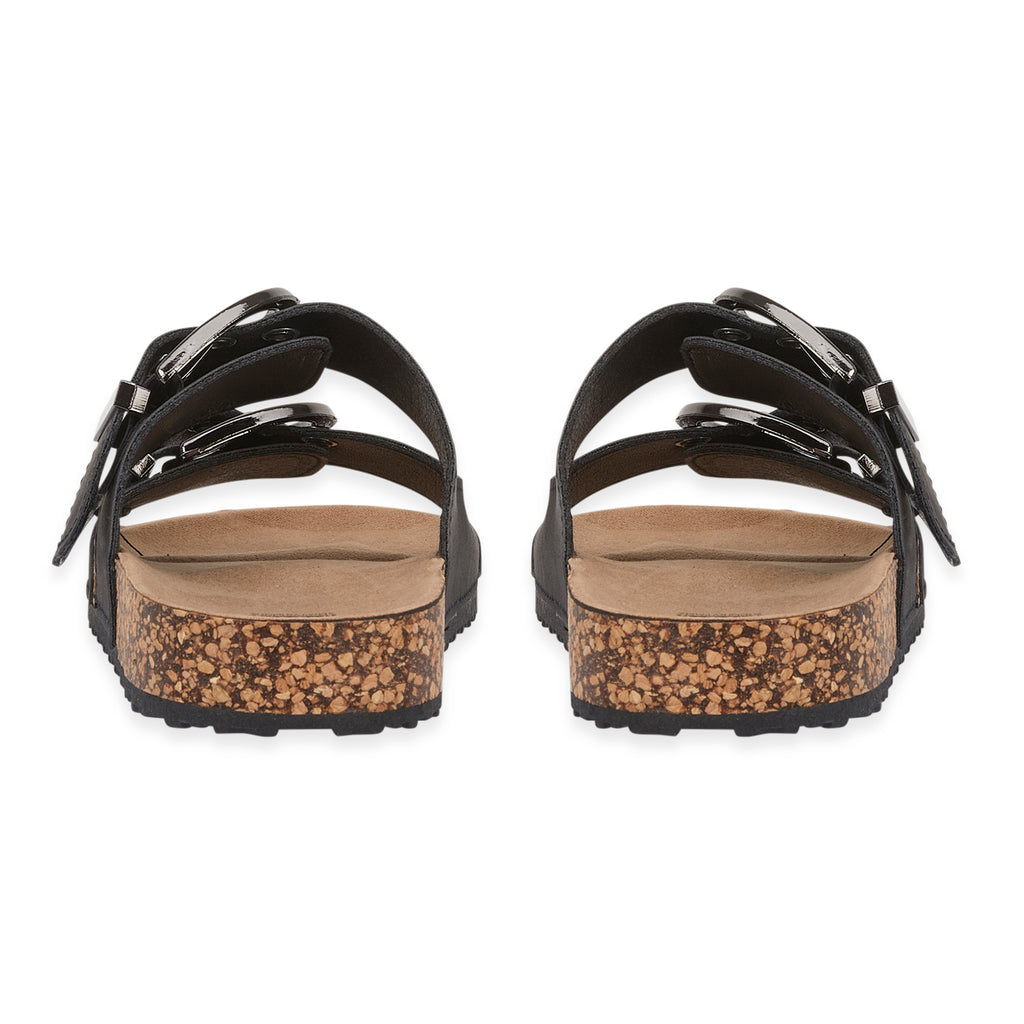 Natalia Ladies Dual Buckle Strap Cork Sandals with Textured Outsole (Size 4) - Black_8626310_2