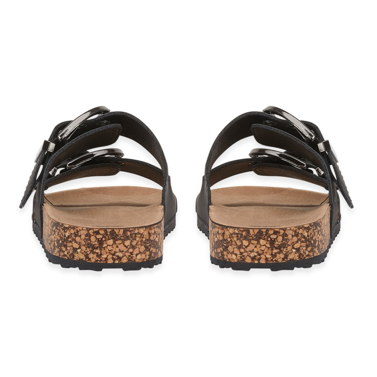 Natalia Ladies Dual Buckle Strap Cork Sandals with Textured Outsole (Size 4) - Black V32515122 2