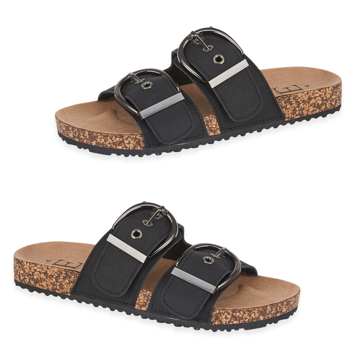 Natalia Ladies Dual Buckle Strap Cork Sandals with Textured Outsole (Size 5) - Black V32515123 0