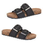 Natalia Ladies Dual Buckle Strap Cork Sandals with Textured Outsole (Size 5) - Black_8626311