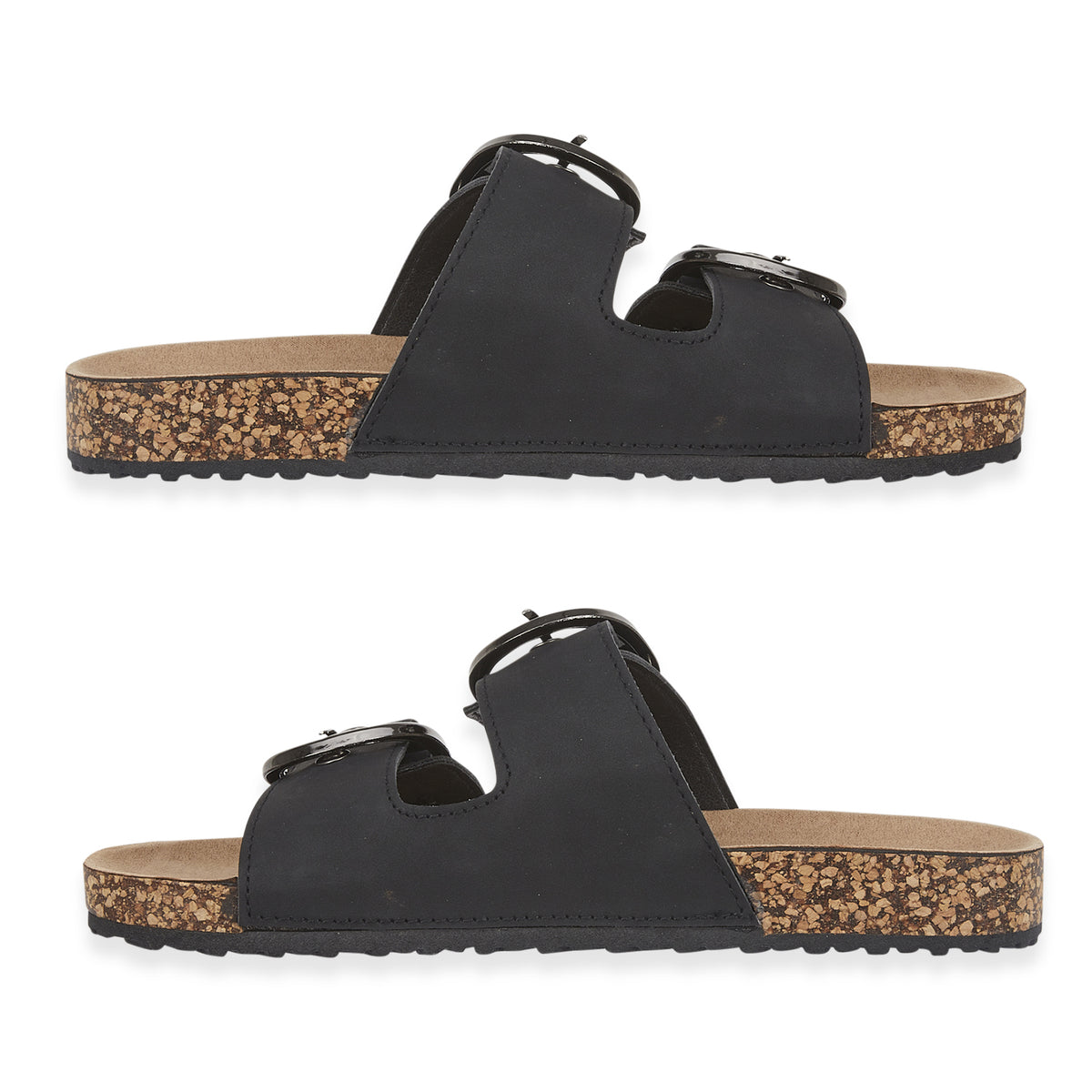 Natalia Ladies Dual Buckle Strap Cork Sandals with Textured Outsole (Size 6) - Black V32515561 1