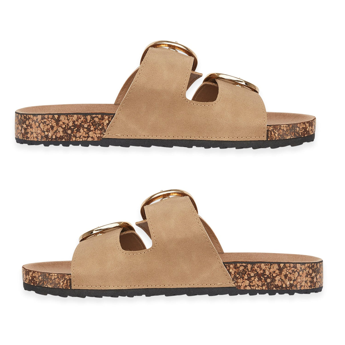 Natalia Ladies Dual Buckle Strap Cork Sandals with Textured Outsole (Size 4) - Sand V32362393 1