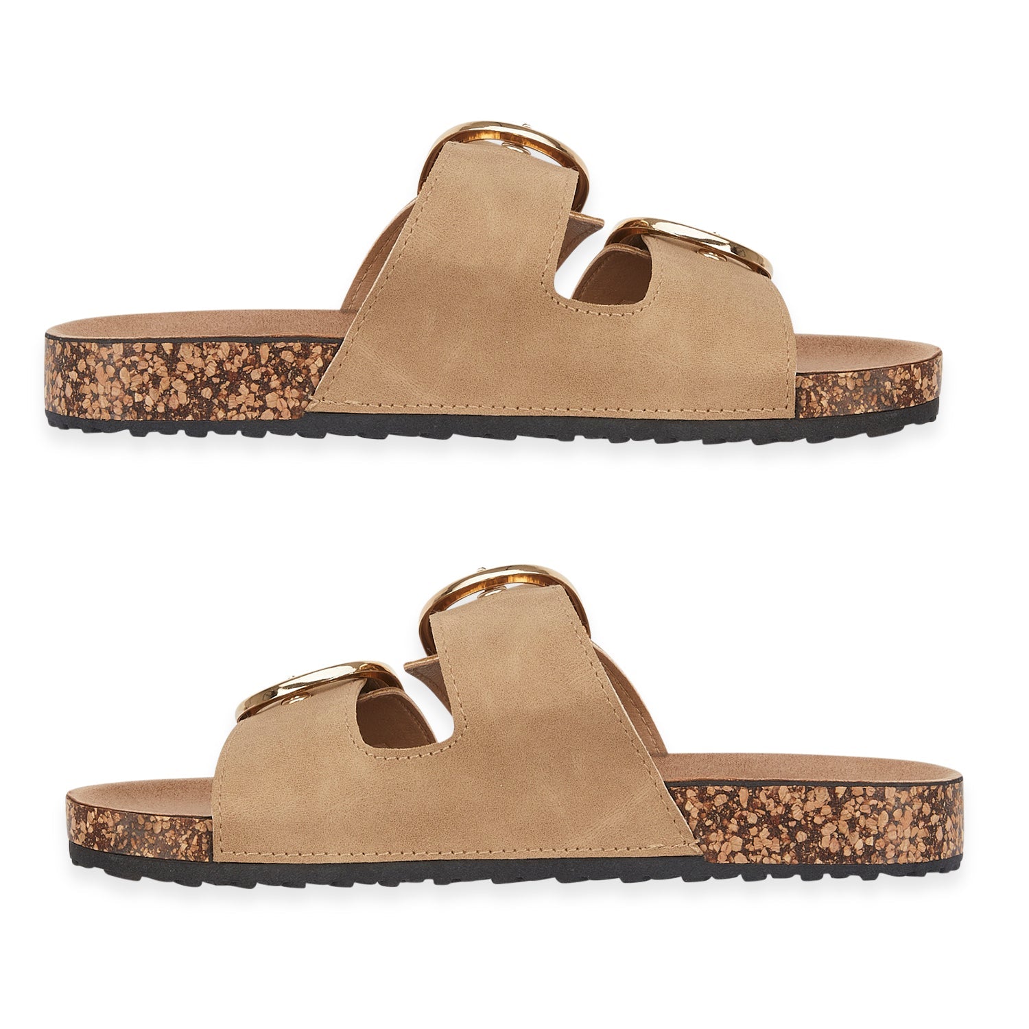 Natalia Ladies Dual Buckle Strap Cork Sandals with Textured Outsole (Size 4) - Sand V32362393 1