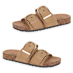 Natalia Ladies Dual Buckle Strap Cork Sandals with Textured Outsole (Size 7) - Sand_8626323