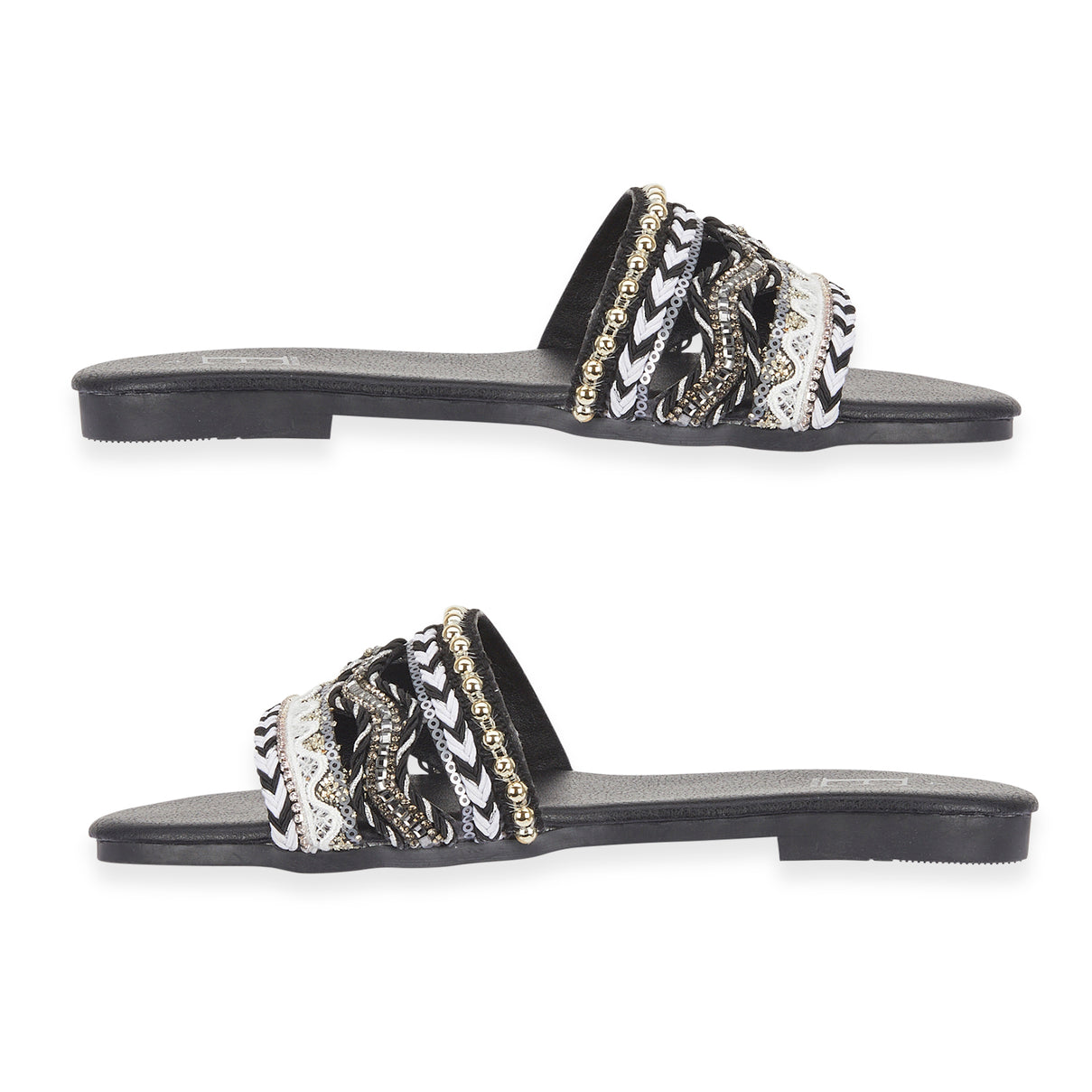 Gypsy Ladies Beaded Boho Band Open Casual Flat Sandals (Size 6) - Black V32514263 1