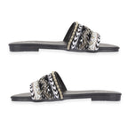 Gypsy Ladies Beaded Boho Band Open Casual Flat Sandals (Size 6) - Black_8626360_1