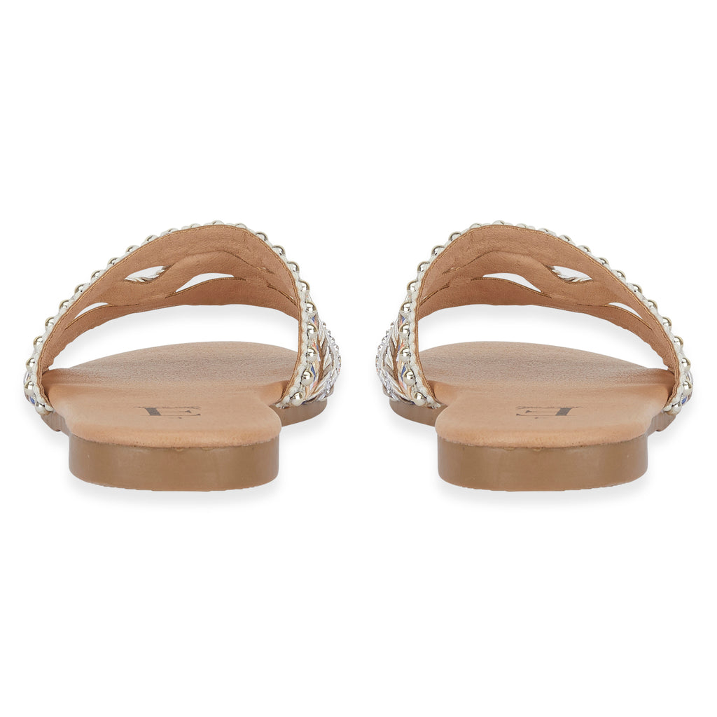 Gypsy Ladies Beaded Boho Band Open Casual Flat Sandals (Size 5) - Sand_8626364_2
