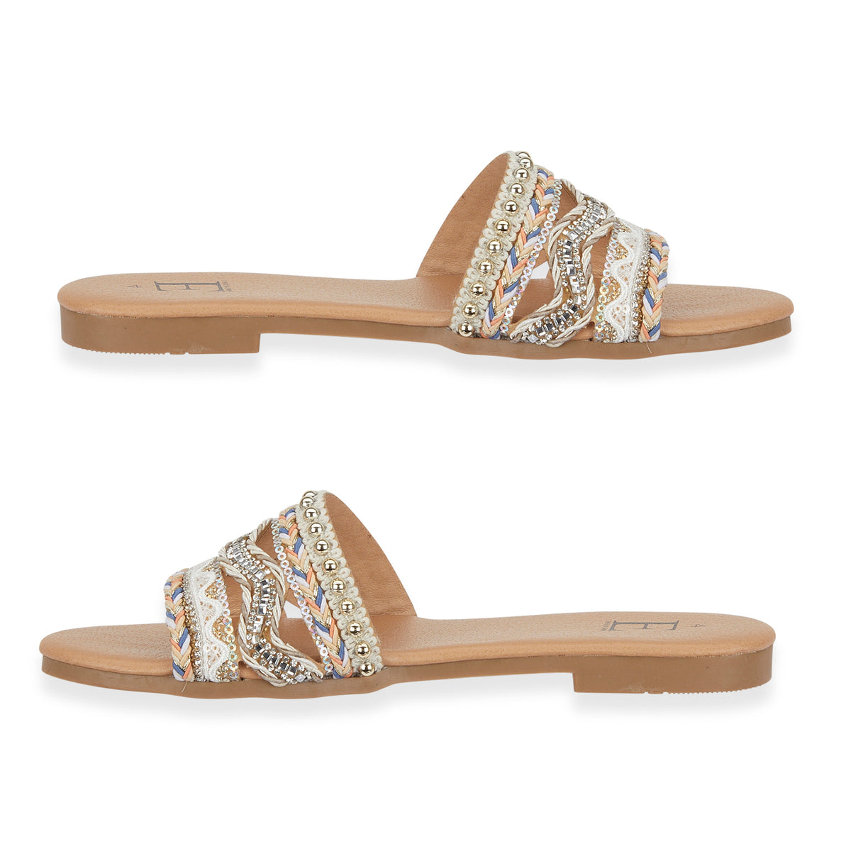 Gypsy Ladies Beaded Boho Band Open Casual Flat Sandals (Size 8) - Sand V32513110 1