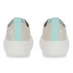 Fleur Daisy Embroidered Low-Top Lace Up Platform Trainers (Size 7) - Beige & Mint_8626506_2