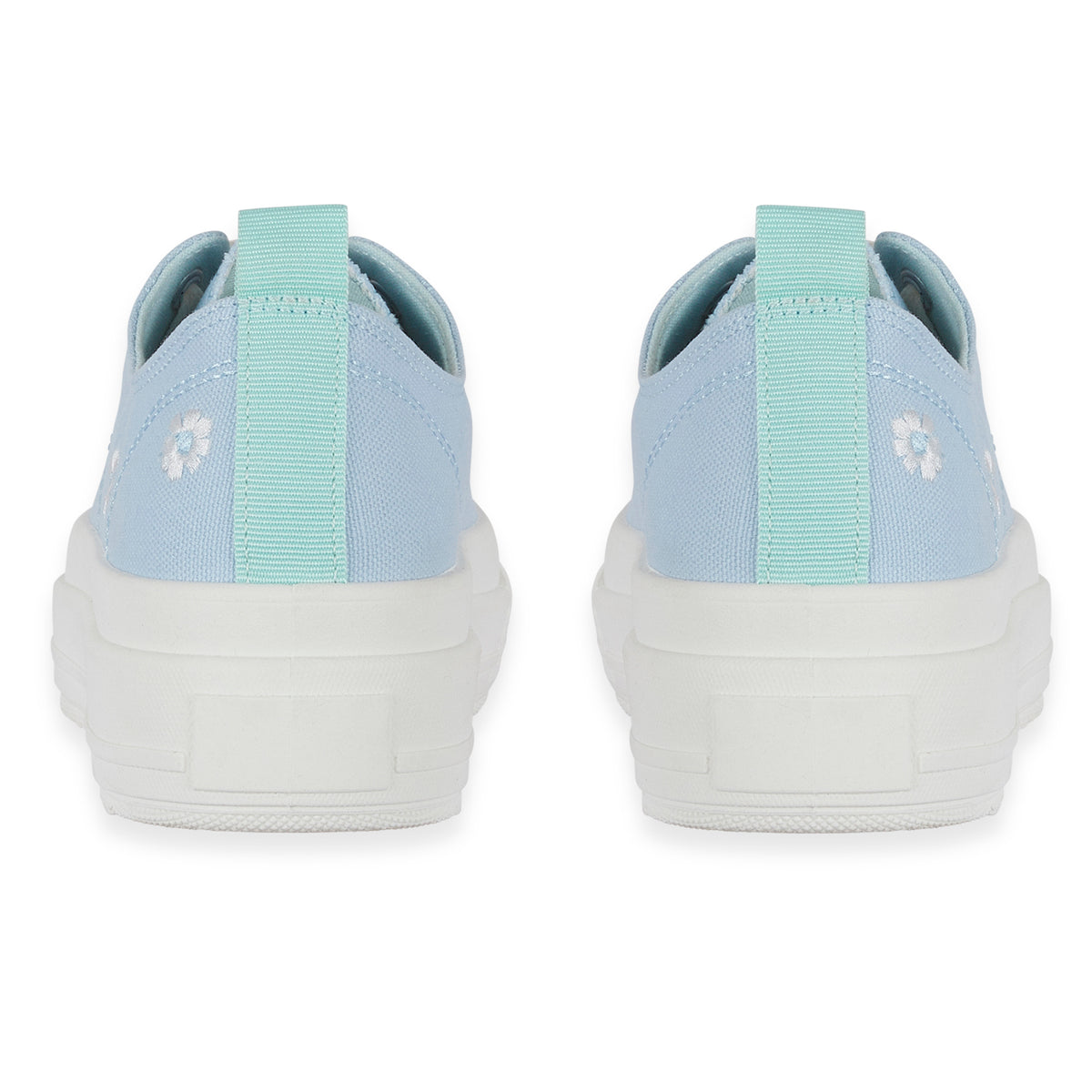 Fleur Daisy Embroidered Low-Top Lace Up Platform Trainers (Size 8) - Light Blue &amp; Mint V32566885 2