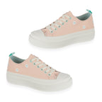 Fleur Daisy Embroidered Low-Top Lace Up Platform Trainers (Size 5) - Light Pink & Mint_8626524