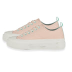 Fleur Daisy Embroidered Low-Top Lace Up Platform Trainers (Size 5) - Light Pink & Mint_8626524_1
