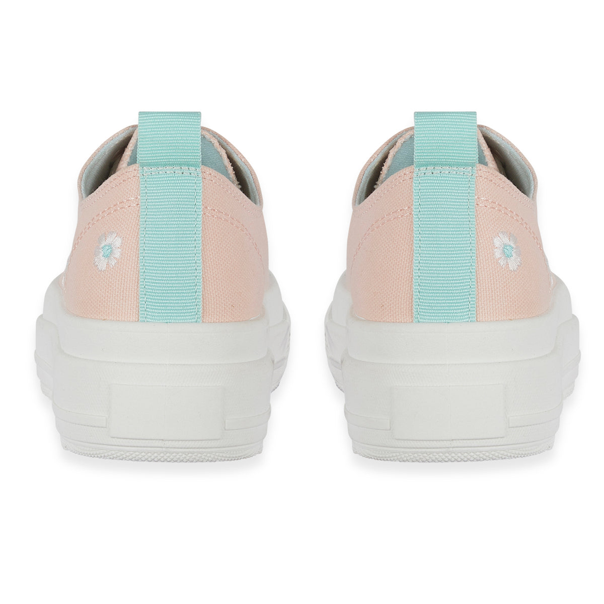 Fleur Daisy Embroidered Low-Top Lace Up Platform Trainers (Size 5) - Light Pink &amp; Mint V32566888 2