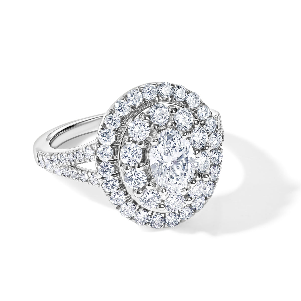 Red Carpet Collection - Luxuriant - Lab Grown Diamond (SI/G-H) Halo Ring in Rhodium Overlay Sterling Silver 2.00 Ct. 8626596 0