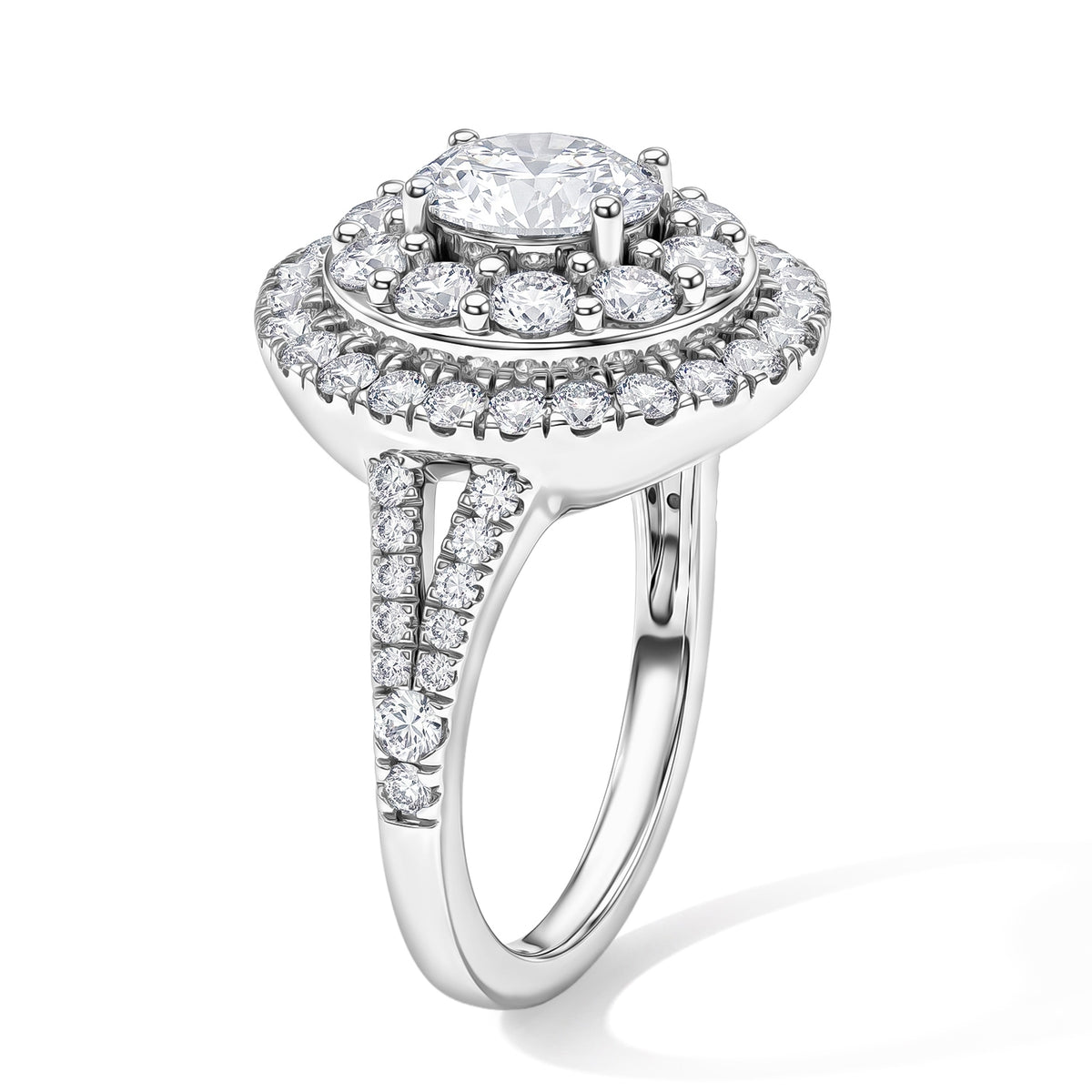 Red Carpet Collection - Luxuriant - Lab Grown Diamond (SI/G-H) Halo Ring in Rhodium Overlay Sterling Silver 2.00 Ct. 8626596 5