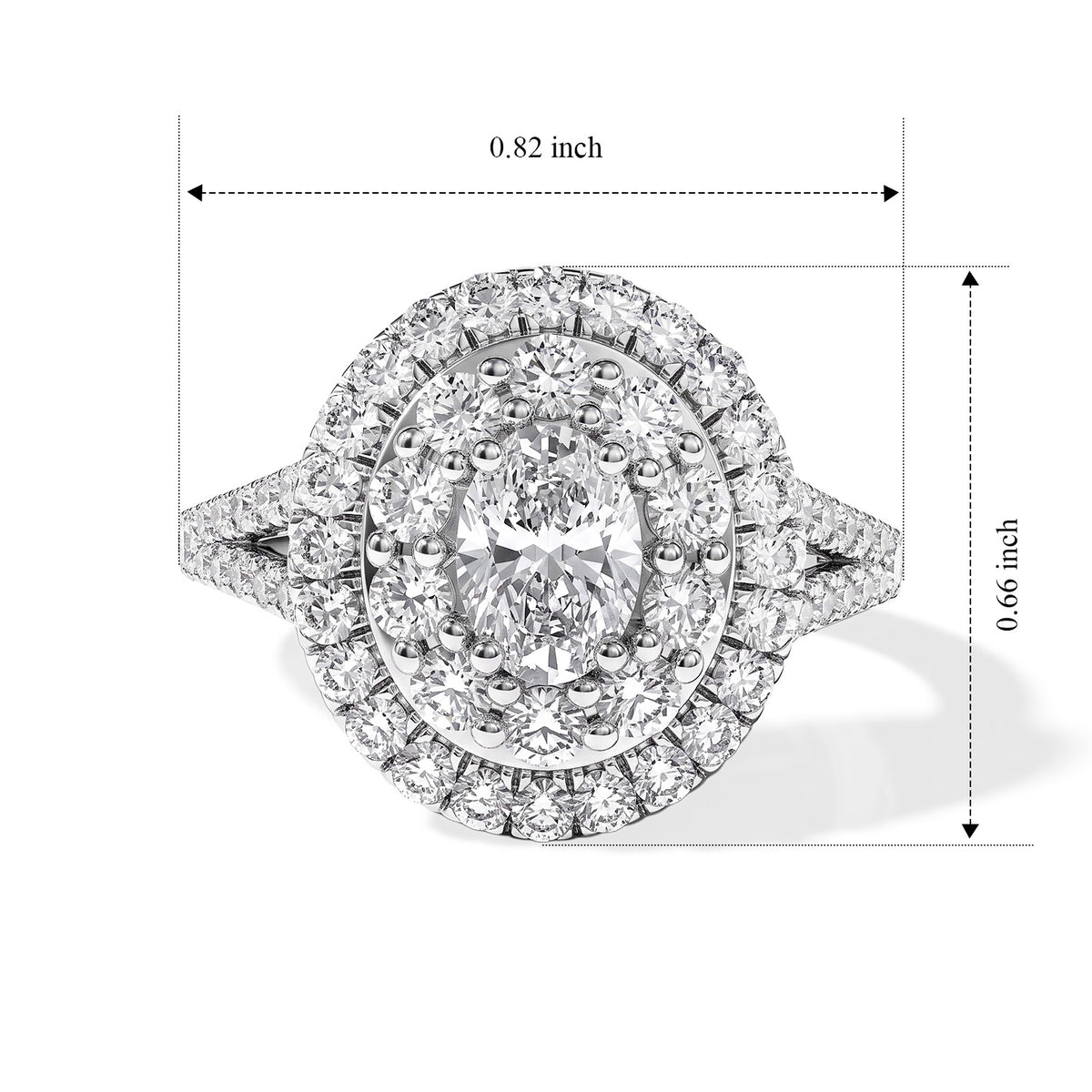 Red Carpet Collection - Luxuriant - Lab Grown Diamond (SI/G-H) Halo Ring in Rhodium Overlay Sterling Silver 2.00 Ct. 8626596 7