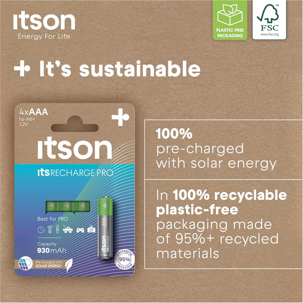 ITSON Pack of 4 - Recharge Pro AAA Rechargeable Batteries - 930mAh_8626632_2