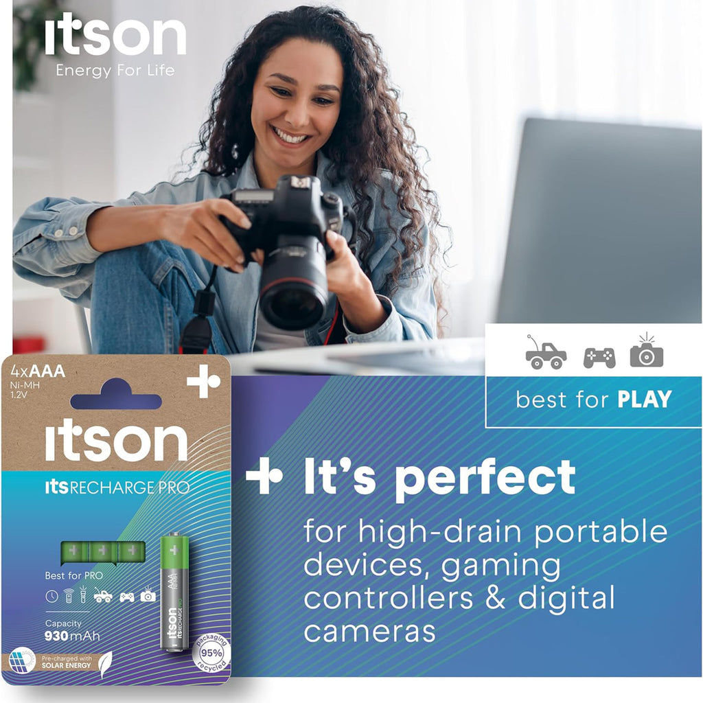 ITSON Pack of 4 - Recharge Pro AAA Rechargeable Batteries - 930mAh_8626632_4