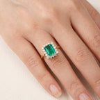 Lab Grown Columbian Emerald (2.0 Cts) & Lab Grown Diamond (SI/G-H) Ring in 18K Vermeil Yellow Gold Plated Sterling Silver 2.75 Ct._8626678_1