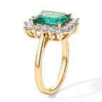 Lab Grown Columbian Emerald (2.0 Cts) & Lab Grown Diamond (SI/G-H) Ring in 18K Vermeil Yellow Gold Plated Sterling Silver 2.75 Ct._8626678_3