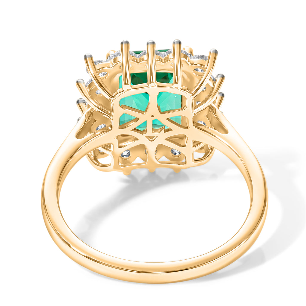 Lab Grown Columbian Emerald (2.0 Cts) & Lab Grown Diamond (SI/G-H) Ring in 18K Vermeil Yellow Gold Plated Sterling Silver 2.75 Ct._8626678_4