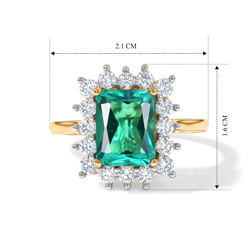 Lab Grown Columbian Emerald (2.0 Cts) & Lab Grown Diamond (SI/G-H) Ring in 18K Vermeil Yellow Gold Plated Sterling Silver 2.75 Ct._8626678_5